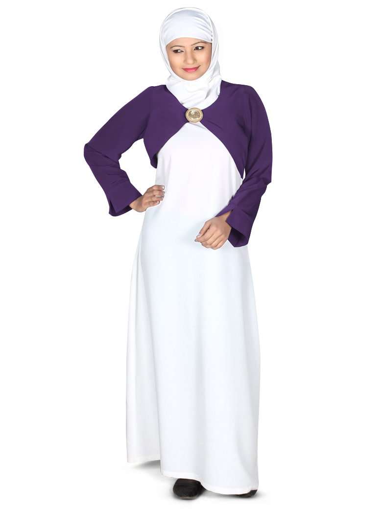 Purple on White Shrug Abaya