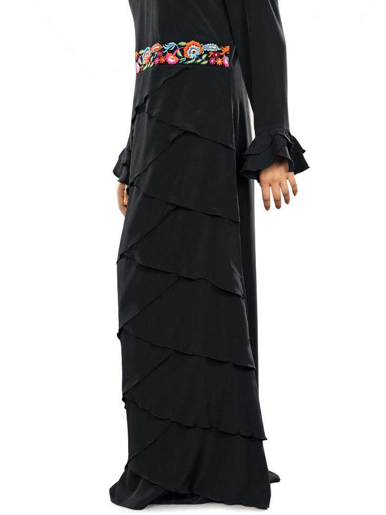 Madeeha Designer Black Abaya Side