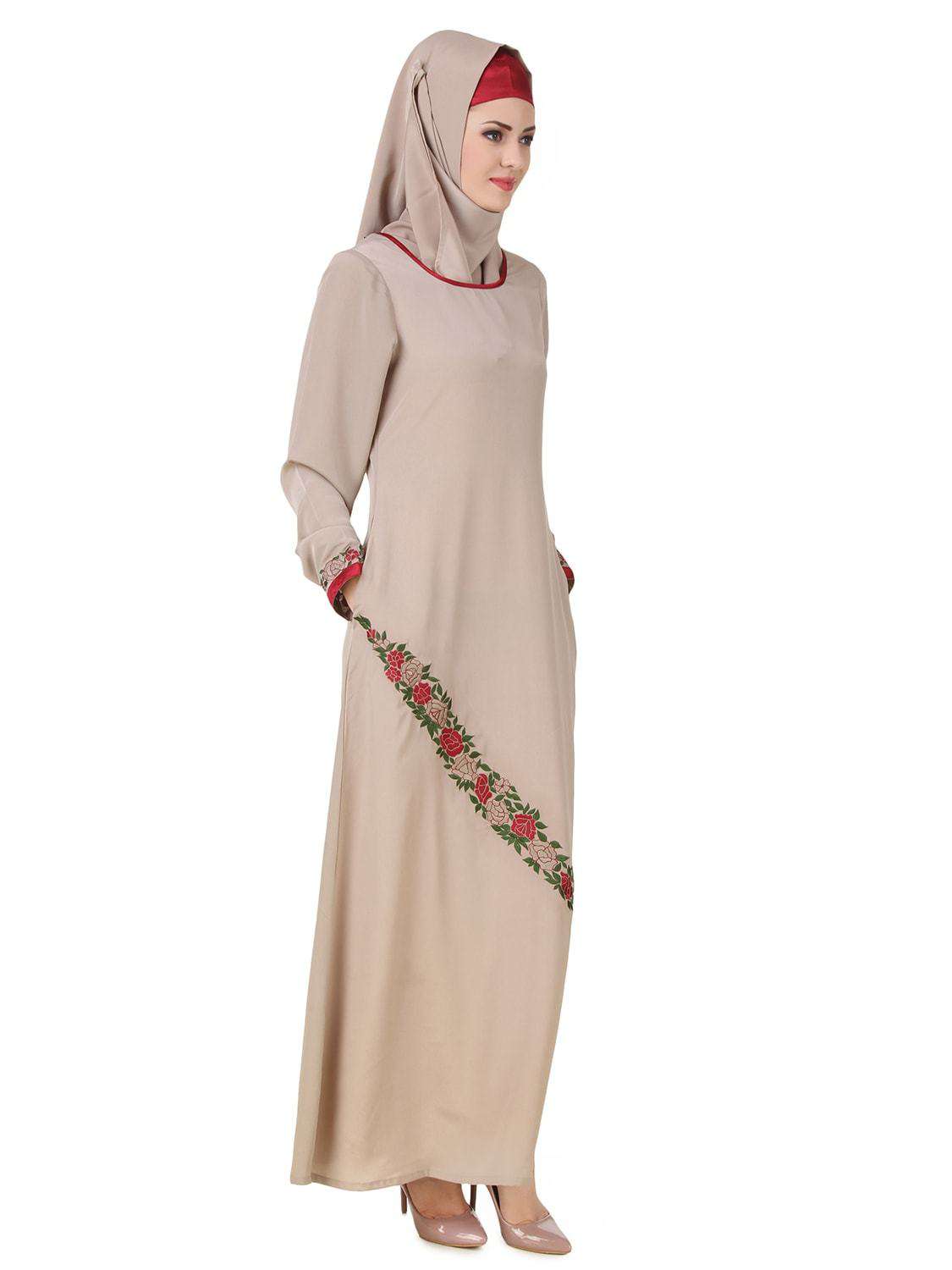 Ujala Nida Warm Grey Abaya