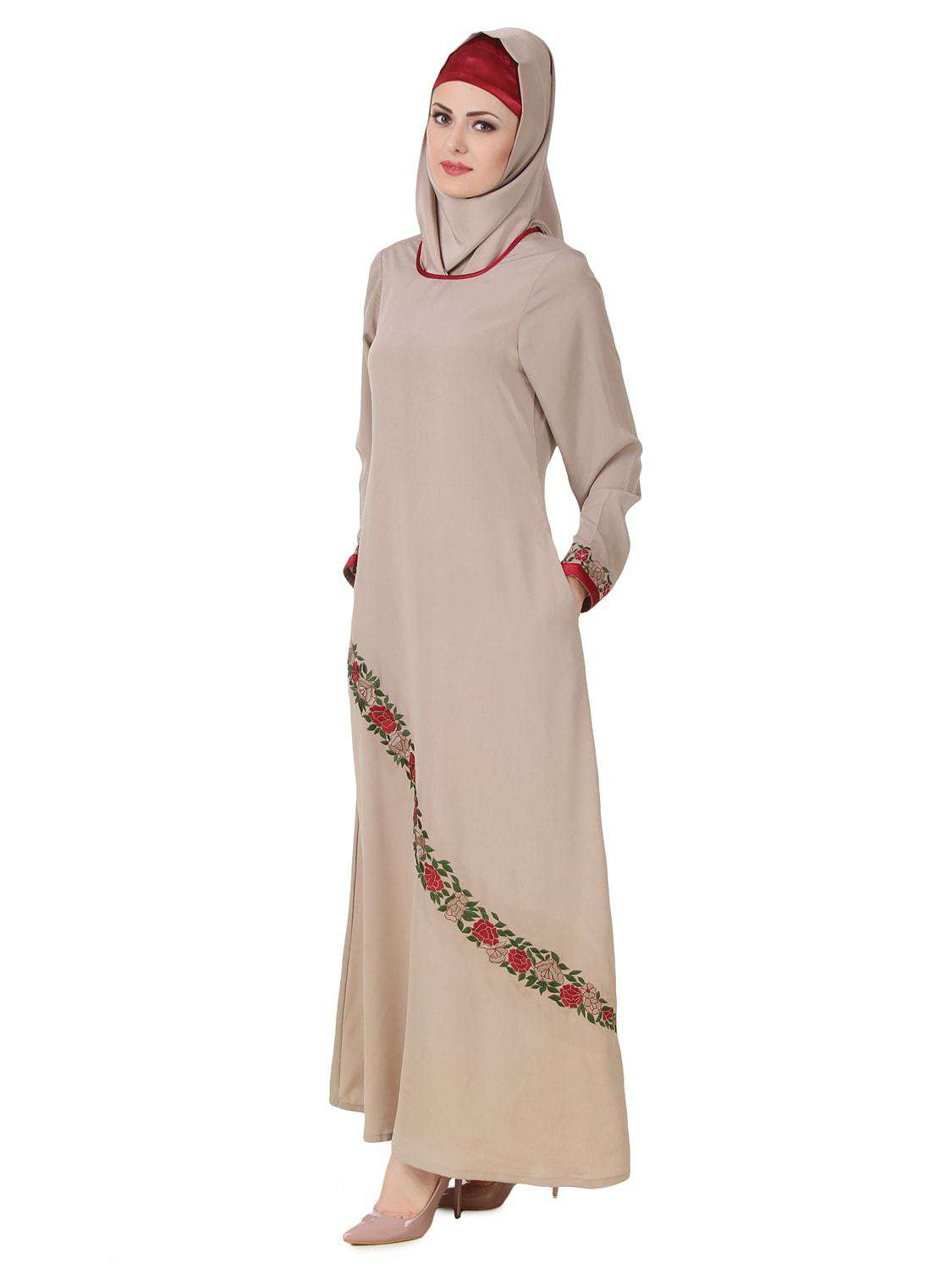 Ujala Nida Warm Grey Abaya