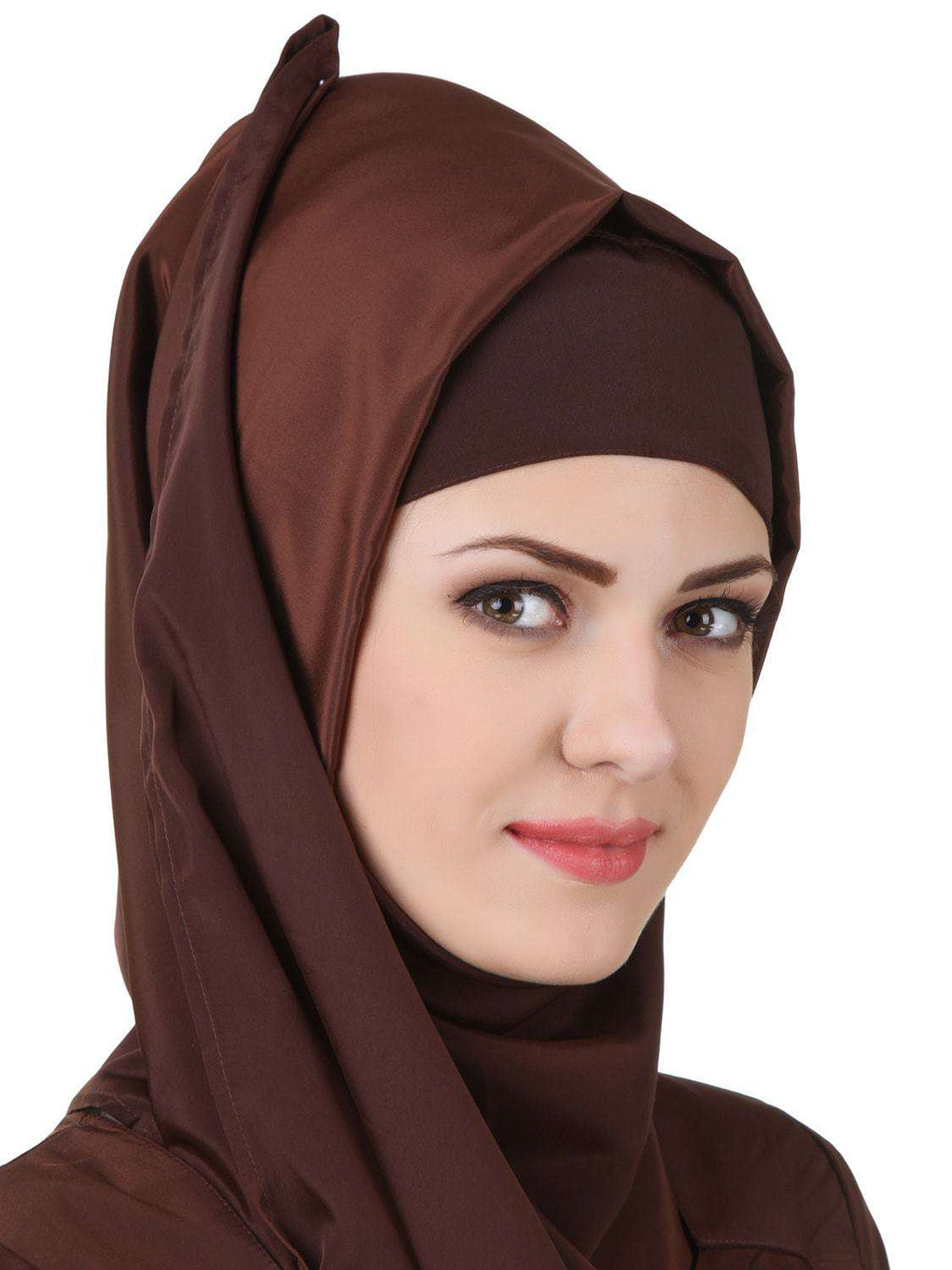 Layan Crepe Brown Abaya Hijab