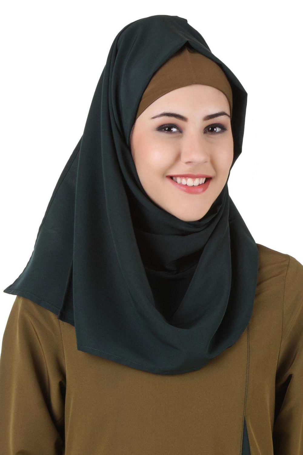 Jihan Olive & Dark Green Kashibo Abaya Hijab