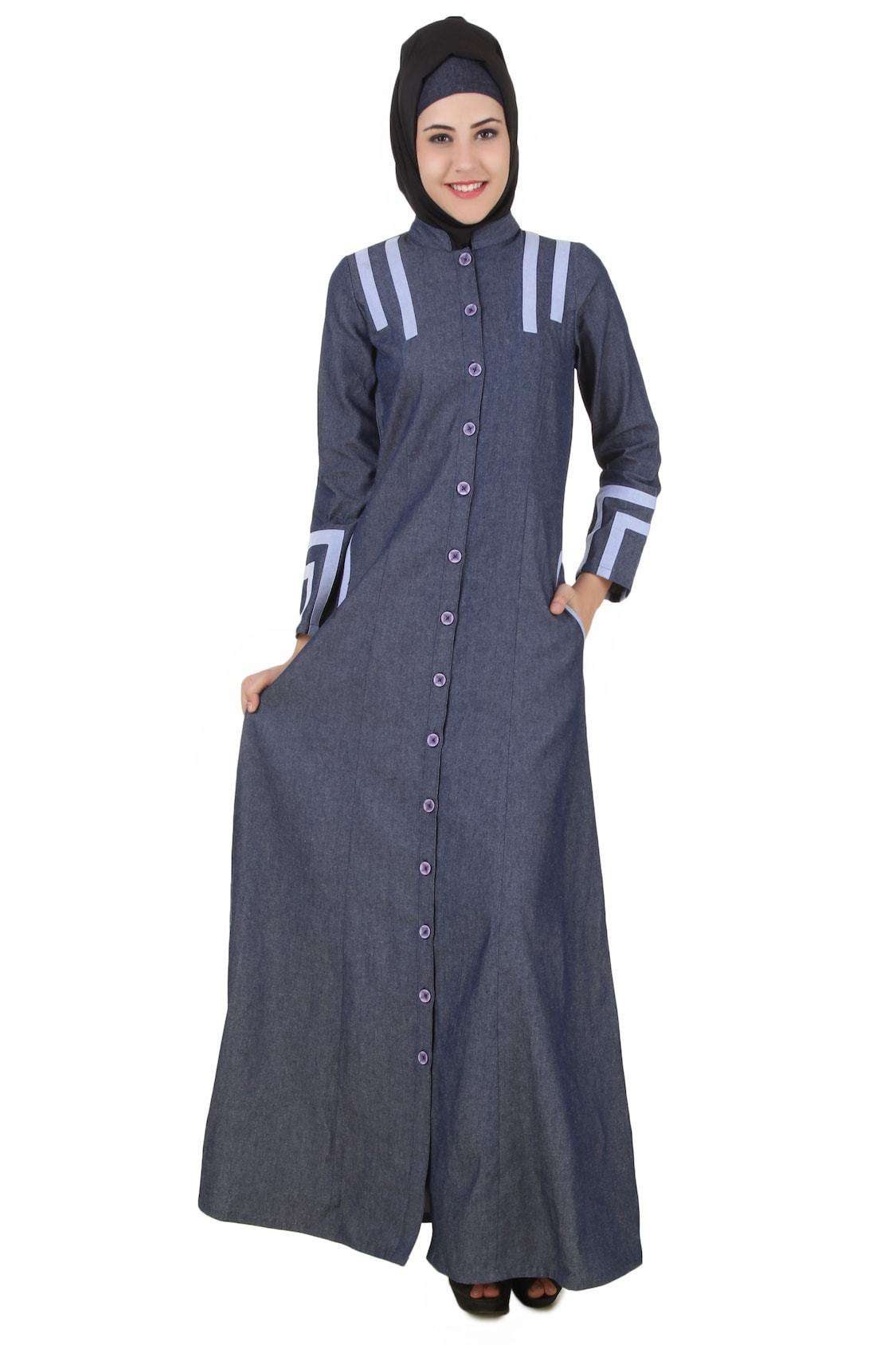 Widad Blue Cotton Denim Jilbab