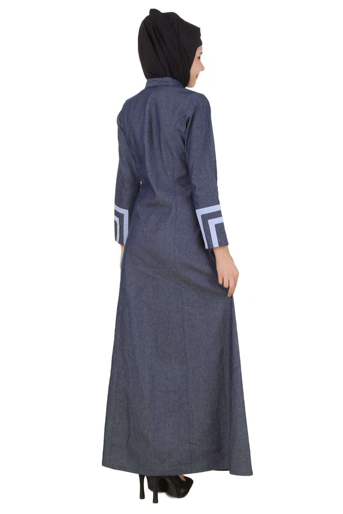 Widad Blue Cotton Denim Jilbab