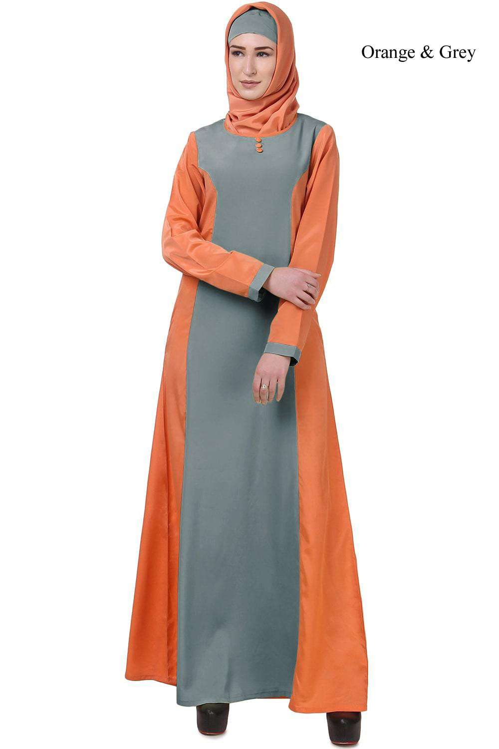 Nadirah Abaya Orange & Grey