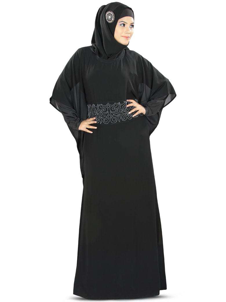 Anum Hand Embroidered Black Georgette Kaftan (Without Inner)