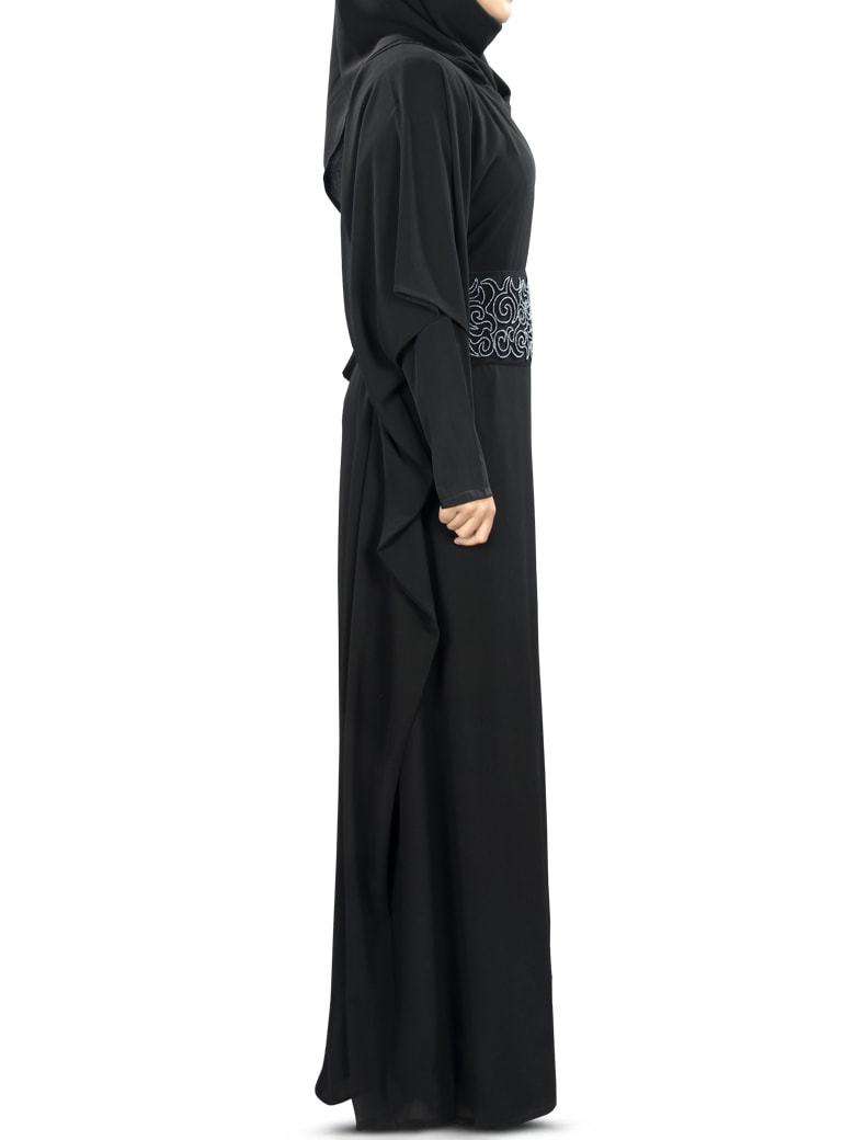 Anum Hand Embroidered Black Georgette Kaftan (Without Inner)