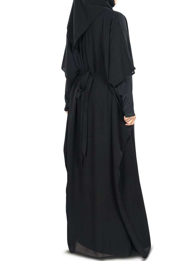 Anum Hand Embroidered Black Georgette Kaftan (Without Inner)