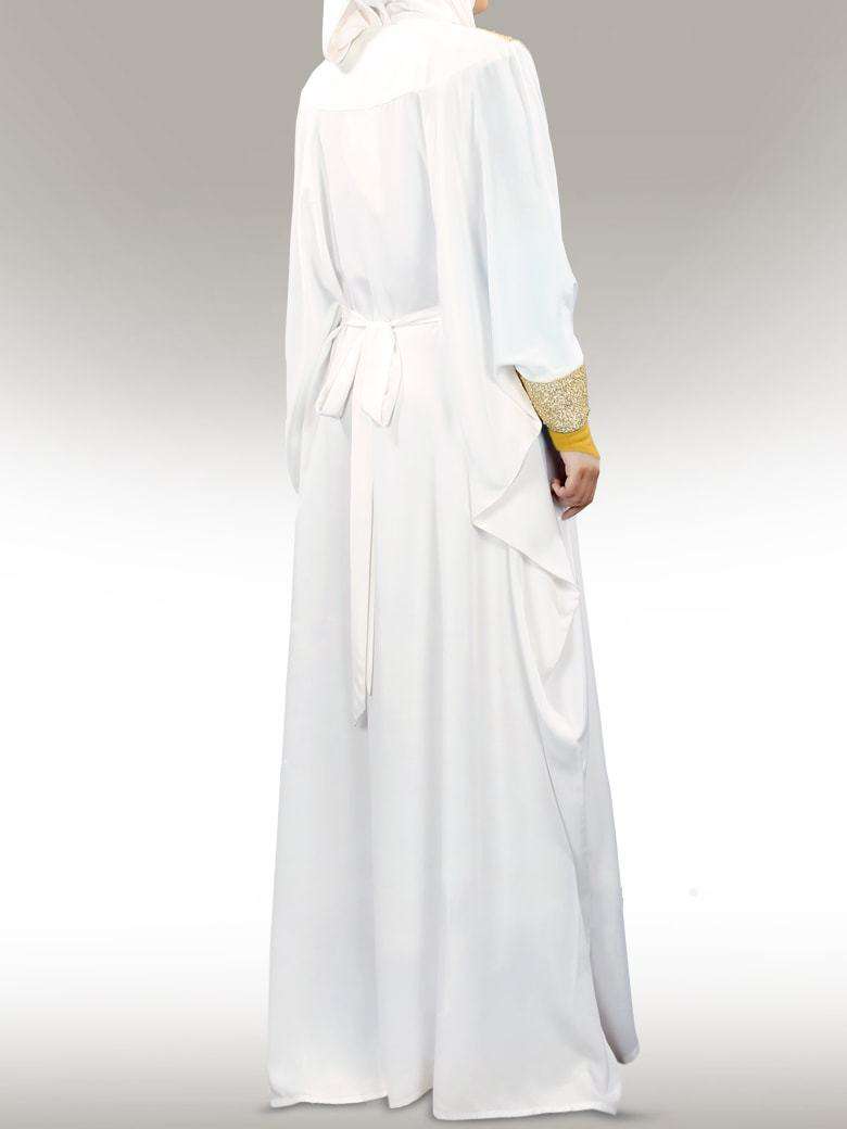 Walidah Hand Embroidered White Kaftan