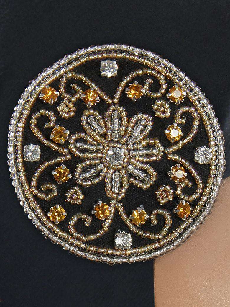 Amara Gold Embroidered Black Georgette Kaftan (Without Inner)