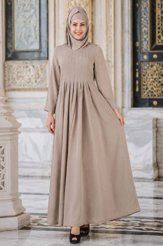 Zulekha Warm Grey Nida Abaya