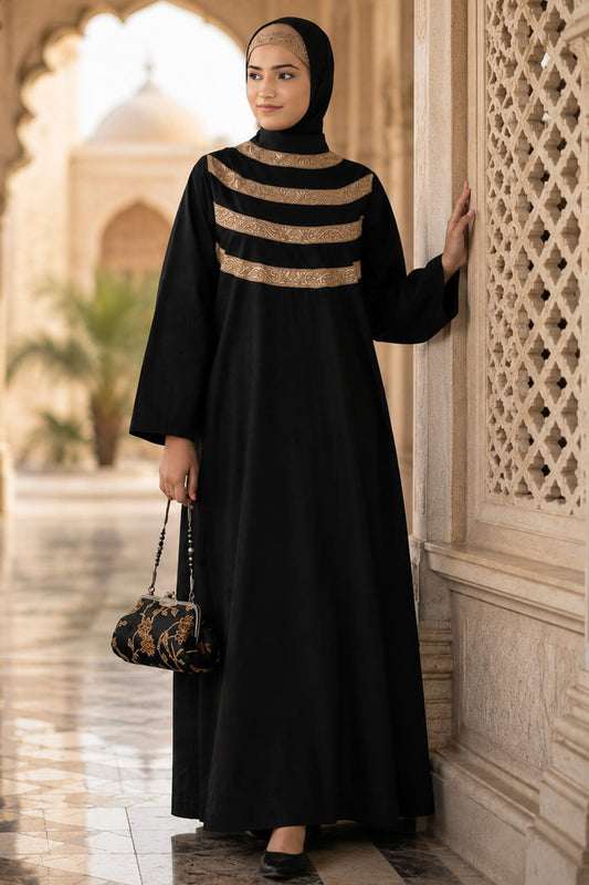 Seemeen Black Cotton Abaya
