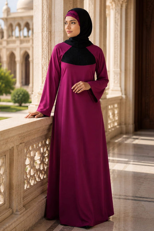Tanzeela Magenta Abaya
