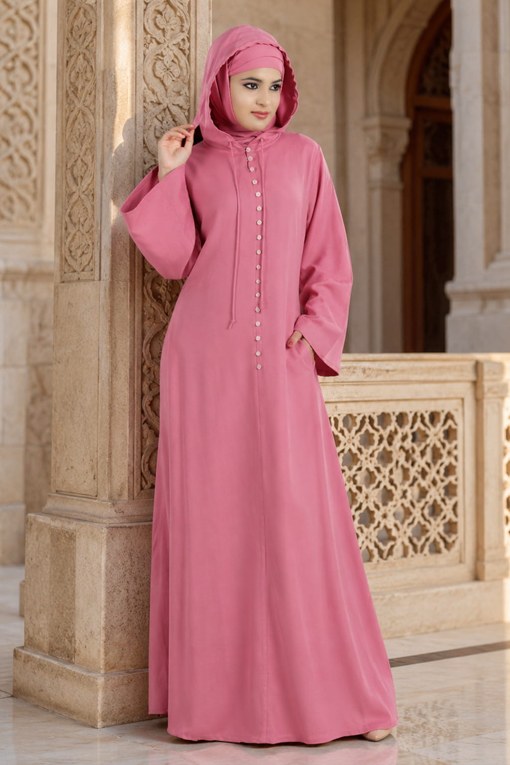 Lana Pink Moroccan Abaya