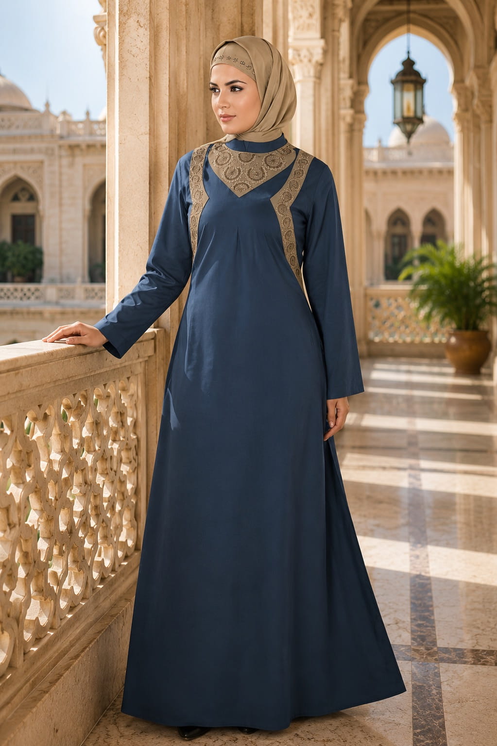Tasmiyah Navy Blue Cotton Abaya