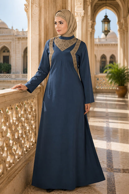 Tasmiyah Navy Blue Cotton Abaya