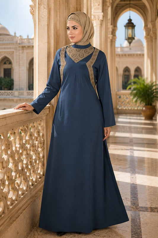 Tasmiyah Navy Blue Cotton Abaya