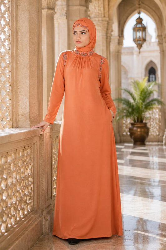 Zunubiya Orange Abaya