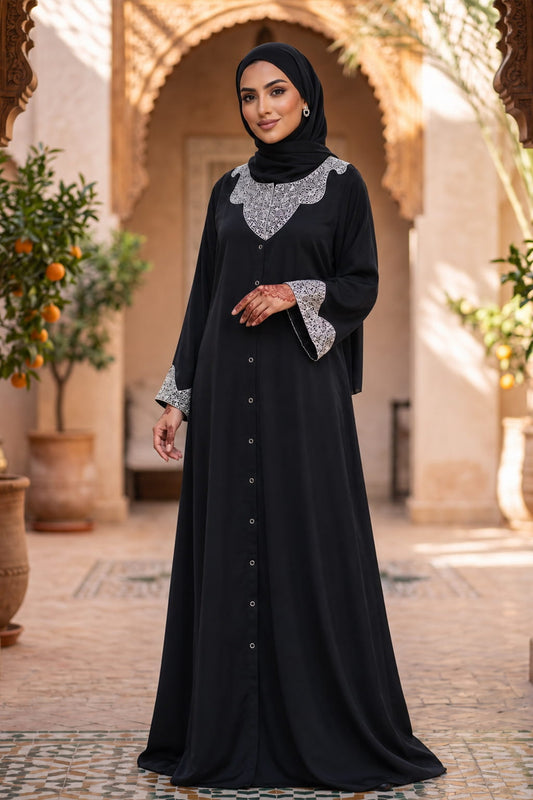 Hifja Black Hand Embroidered Burqa