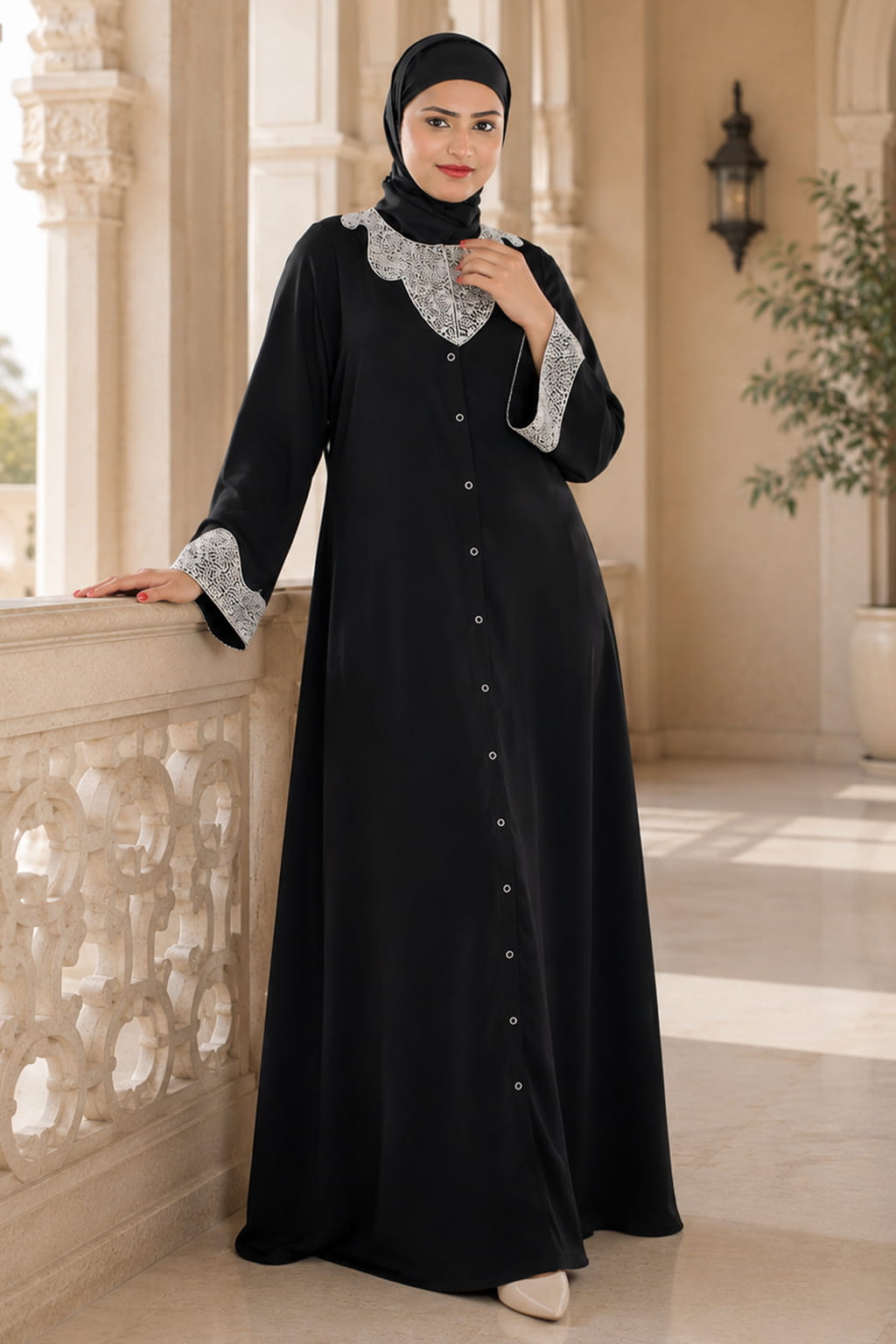 Hifja Black Hand Embroidered Burqa