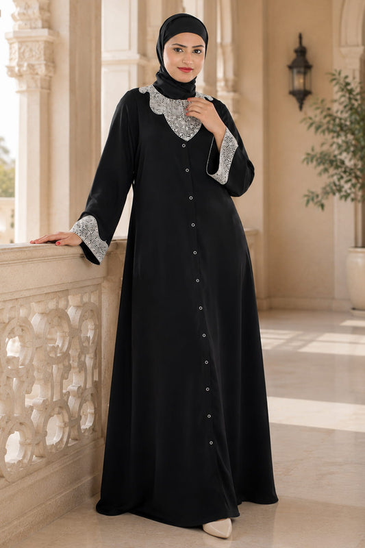 Hifja Black Hand Embroidered Burqa