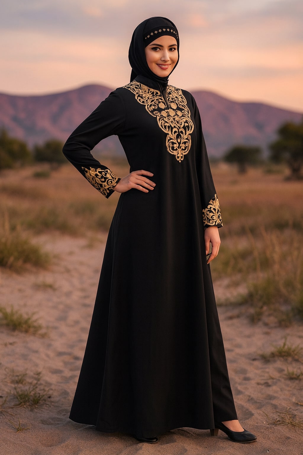 Hibbah Black Cotton Abaya