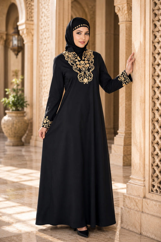 Hibbah Black Cotton Abaya