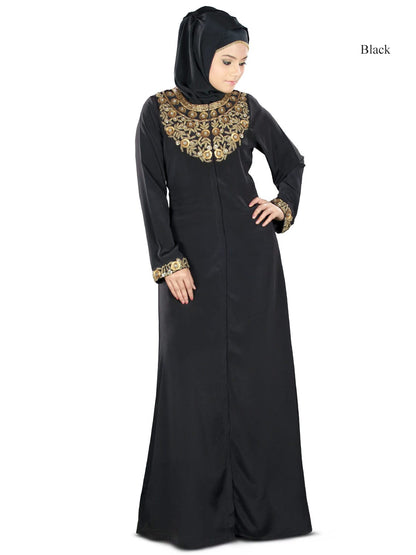 Fiddah Gold Hand Embroidered Burqa