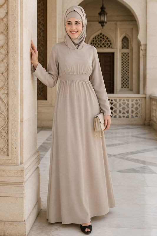 Aazeen Warm Grey Nida Abaya