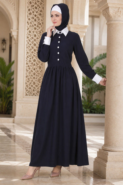 Muneerah Kashibo Navy Blue Abaya
