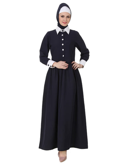 Muneerah Kashibo Navy Blue Abaya