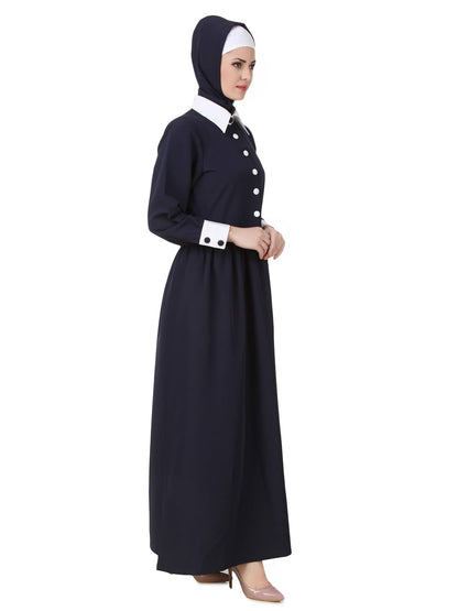 Muneerah Kashibo Navy Blue Abaya