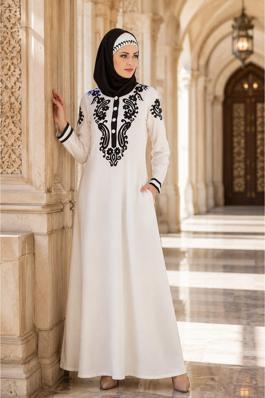 Asil Rayon White Abaya