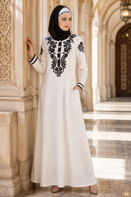 Asil Rayon White Abaya