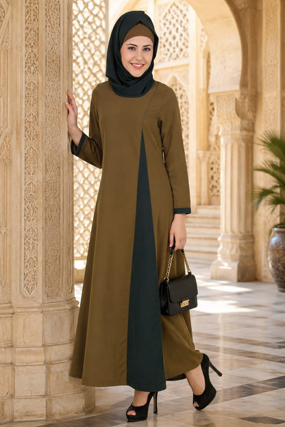 Jihan Olive & Dark Green Kashibo Abaya