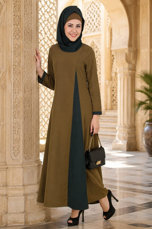 Jihan Olive & Dark Green Kashibo Abaya