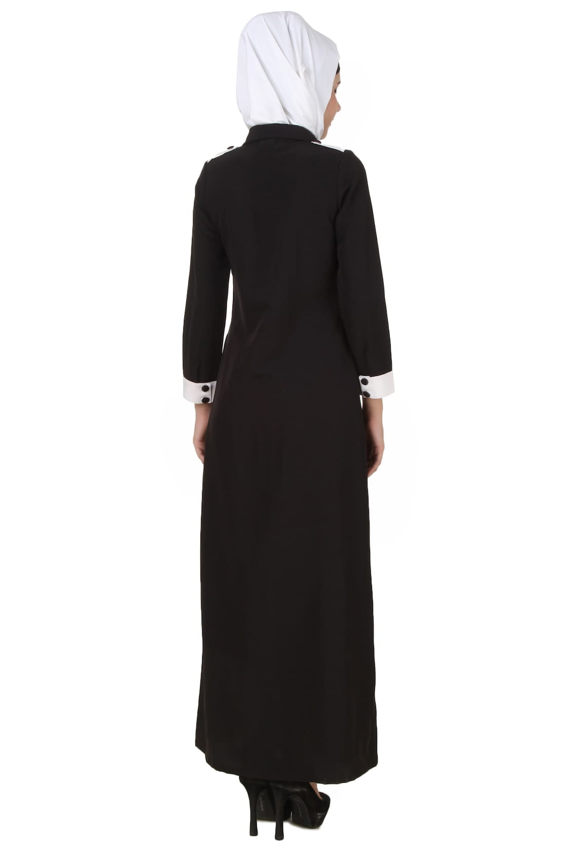 Naazneen Black & White Front Open Jilbab