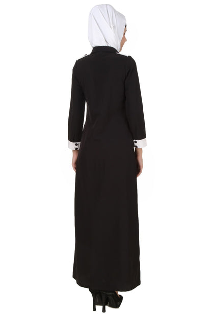 Naazneen Black & White Front Open Jilbab