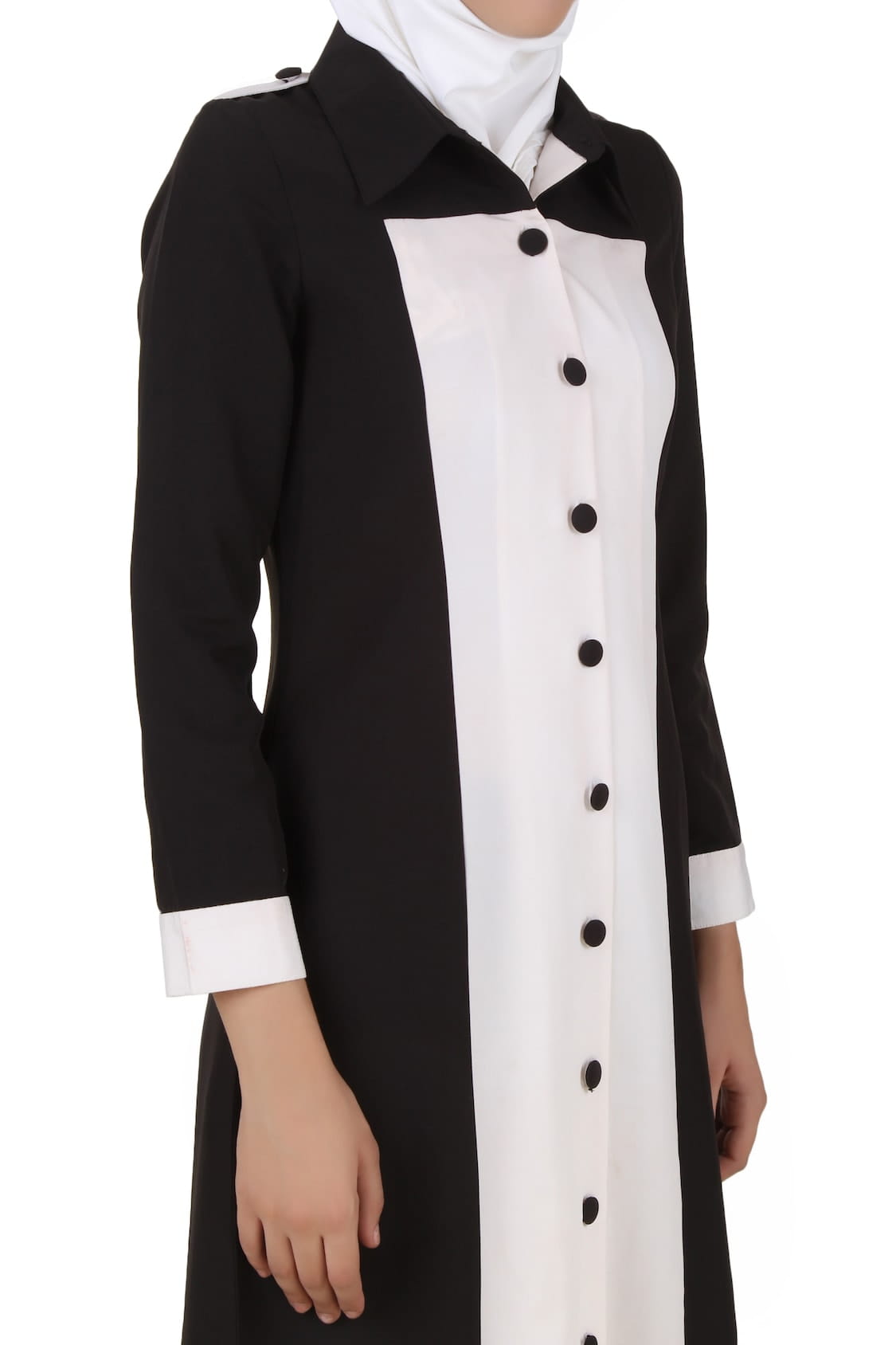 Naazneen Black & White Front Open Jilbab