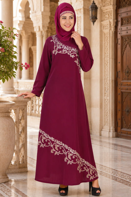 Nahida Magenta Crepe Abaya