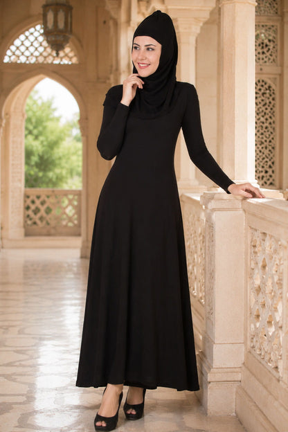Asna Black Jersey Abaya