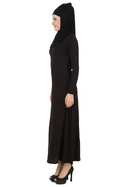 Plain Full Sleeve Rayon Jersey Abaya Black AY-465