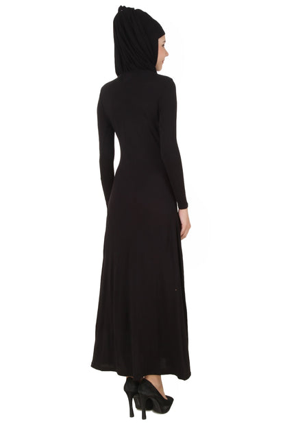 Plain Full Sleeve Rayon Jersey Abaya Black AY-465