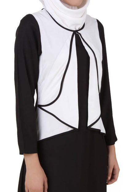 Musnah White and Black Rayon Abaya