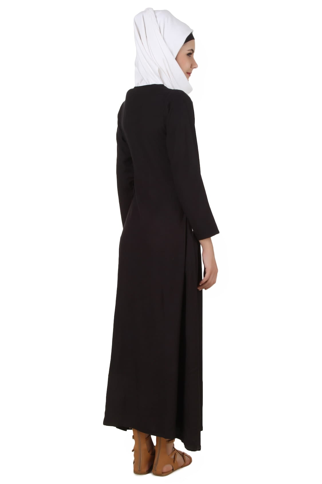 Musnah White and Black Rayon Abaya