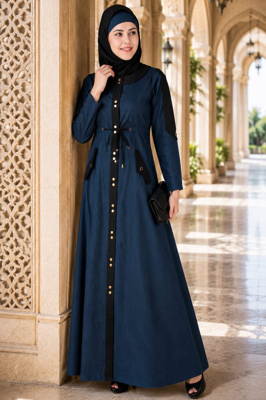 Husniya Navy Blue Cotton Jilbab