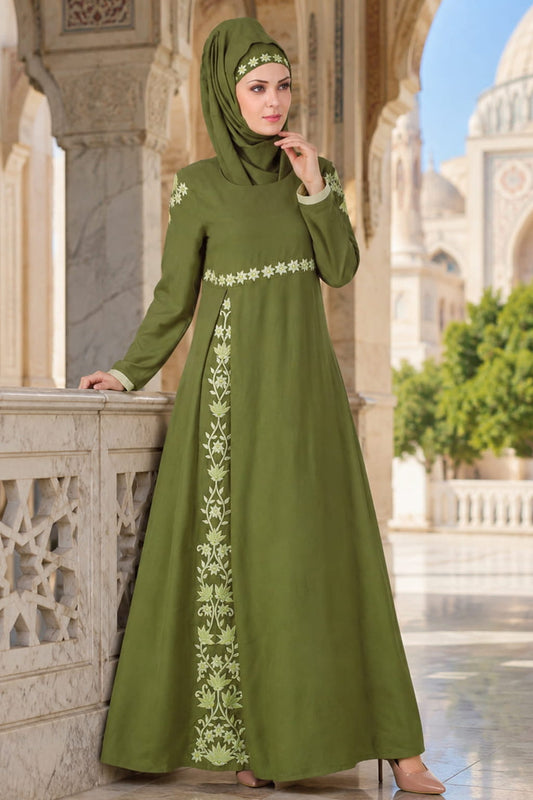 Afsa Green Rayon Abaya