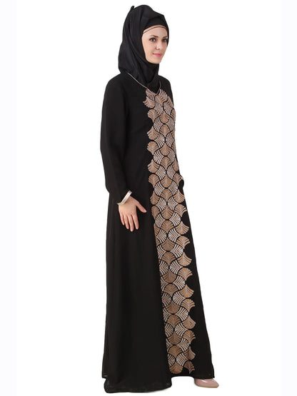 Annam Black Dual Layer Nida and Georgette Abaya