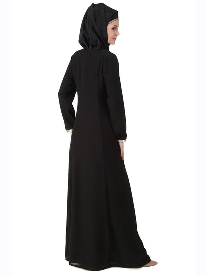 Annam Black Dual Layer Nida and Georgette Abaya