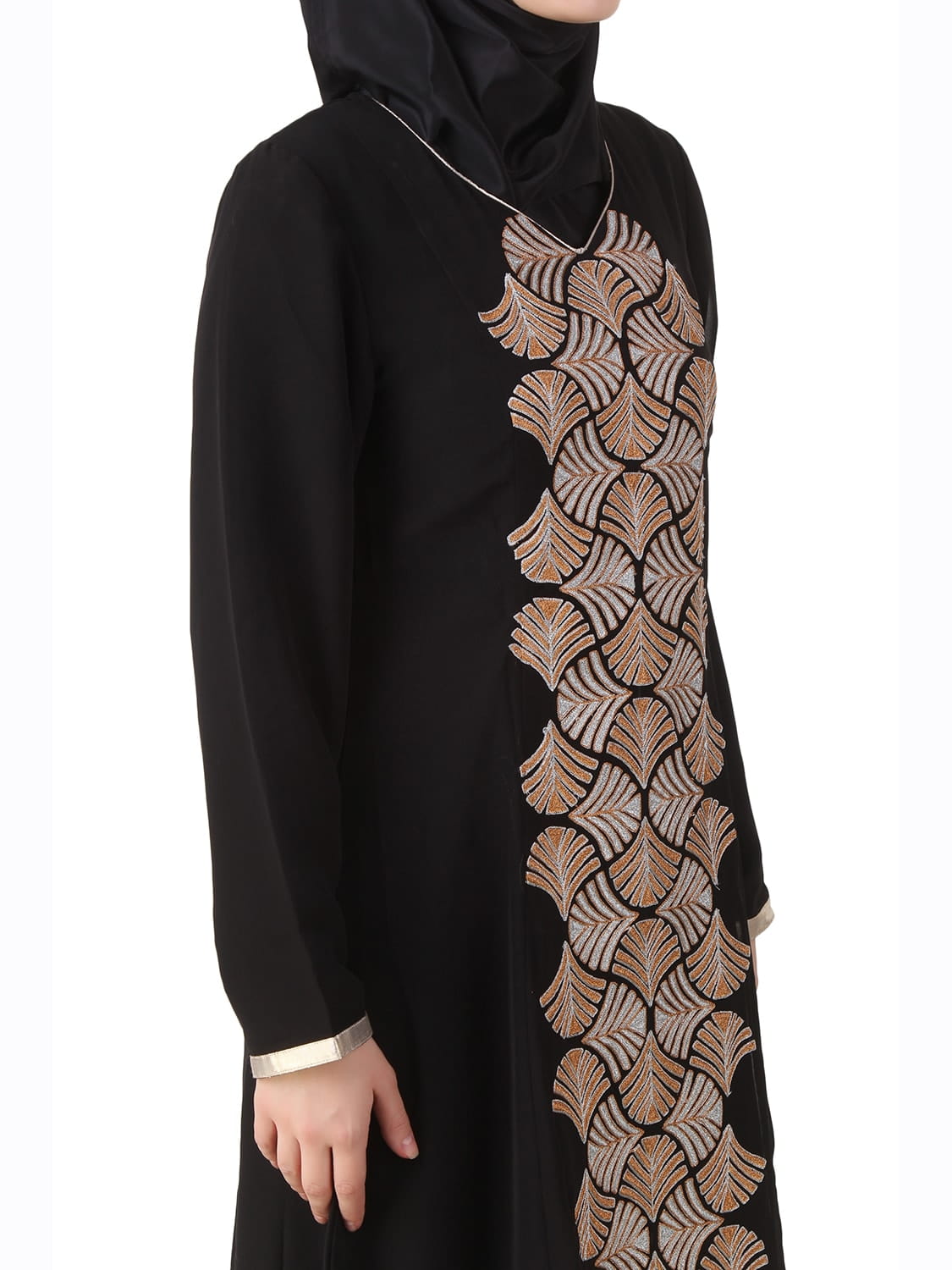 Annam Black Dual Layer Nida and Georgette Abaya